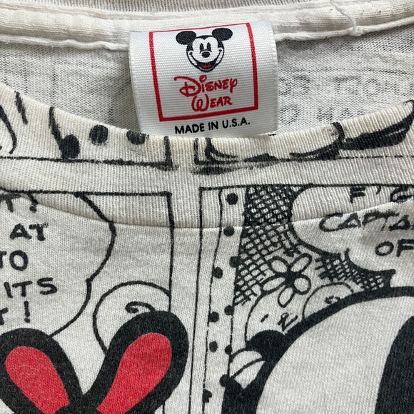 Vintage Disney Minnie Mouse Blue Hat Newspaper AOP Tee Size L / XL - Picture 5 of 7